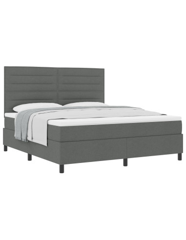 Letto a molle con materasso Grigio scuro 180 x 200 cm Tessuto
