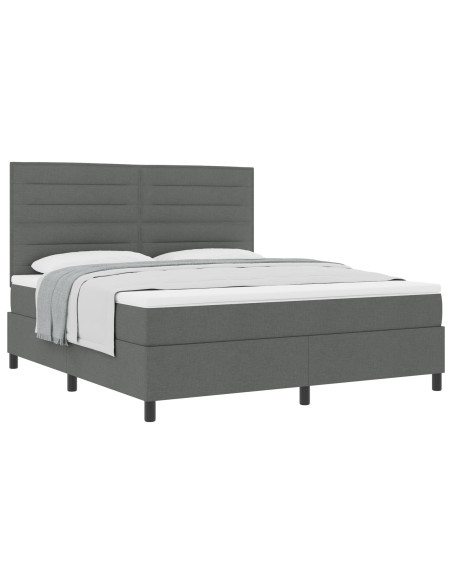 Letto a molle con materasso Grigio scuro 180 x 200 cm Tessuto