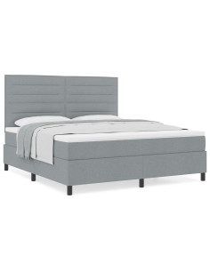 Letto a molle con materasso Grigio chiaro 180 x 200 cm Tessuto 2