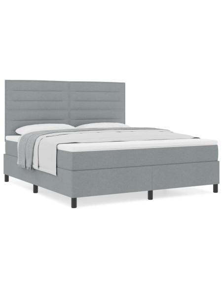Letto a molle con materasso Grigio chiaro 180 x 200 cm Tessuto