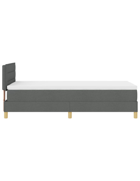 Letto con Rete a Molle e Materasso Grigio Scuro 90x200 cm in Tessuto