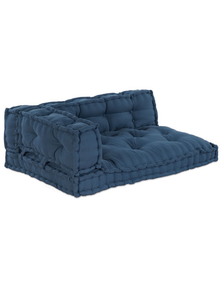 Cuscino per Divano Pallet  con Supporto per Braccia e Schiena - Tessuto Blu