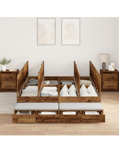 Struttura letto con contenitore Legno vecchio 135 cm 2