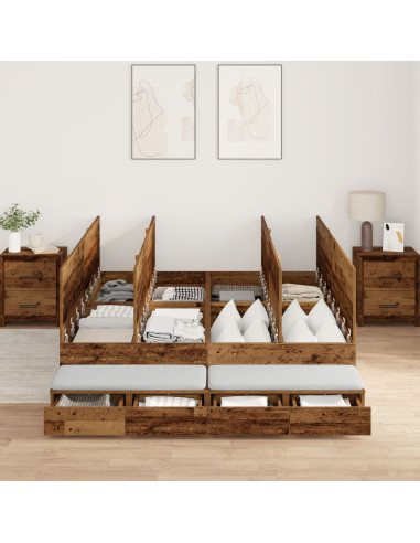 Struttura letto con contenitore Legno vecchio 135 cm