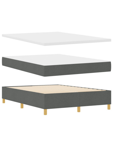 Letto Box Spring con Materasso Grigio Scuro 140x200 cm Tessuto