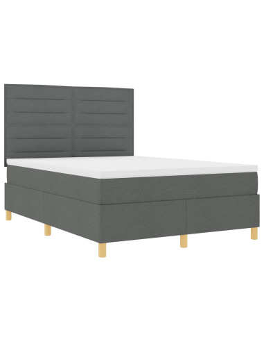 Letto a molle con materasso Grigio scuro 140 x 200 cm Tessuto