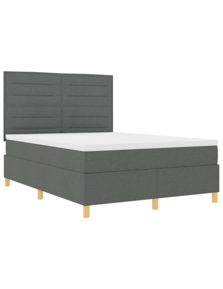 Letto Box Spring con Materasso Grigio Scuro 140x200 cm Tessuto