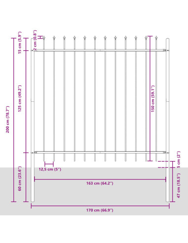 Recinzione per Giardino 5 pcs Bianco 8,5 x 1,5 m