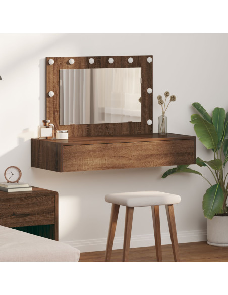 Toilette a Muro  con Luci LED Legno Rovere