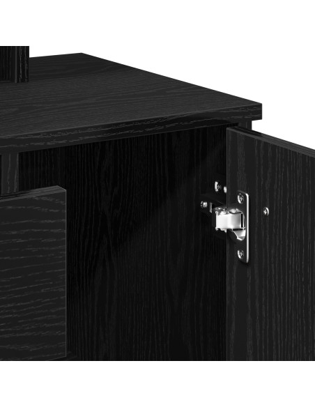 Tavolo da trucco in rovere nero con specchio - 86.5 x 35 x 136 cm