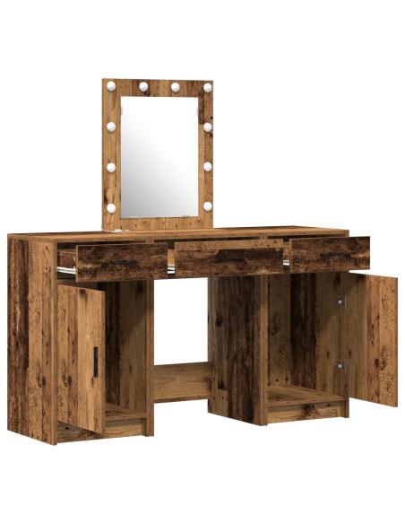 Set da Toeletta 3 Pezzi con LED in Legno Riciclato