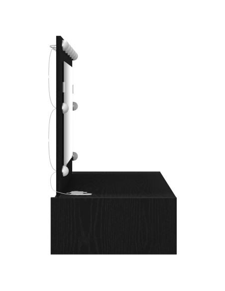 Tavolo da trucco a parete con luci LED Rovere nero