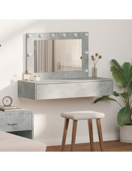 Tavolo da trucco a parete con luci LED Grigio cemento