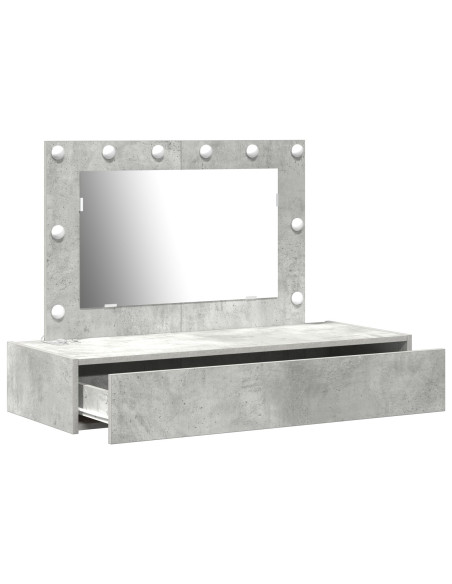 Tavolo da trucco a parete con luci LED Grigio cemento