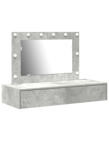 Tavolo da trucco a parete con luci LED Grigio cemento