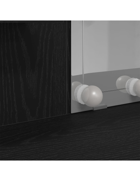 Toeletta  con luci LED Nero Rovere 96x40x142 cm