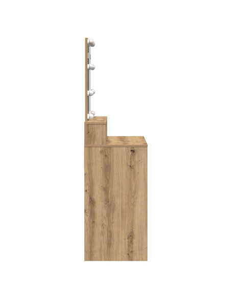 Toeletta con Specchio e LED in Rovere Artigianale in Legno Ingegnerizzato