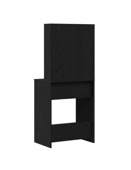 Tavolo da trucco LED in Rovere Nero, 60x40x140 cm, Realizzato in Legno ingegnerizzato