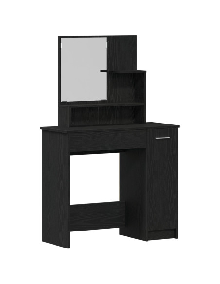 Tavolo da trucco in rovere nero con specchio - 86.5 x 35 x 136 cm