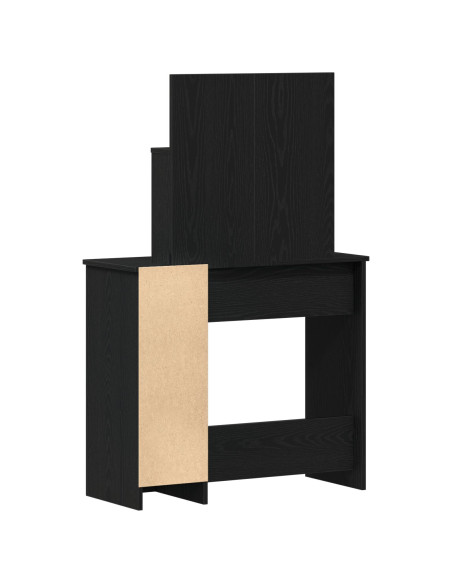 Tavolo da trucco in rovere nero con specchio - 86.5 x 35 x 136 cm