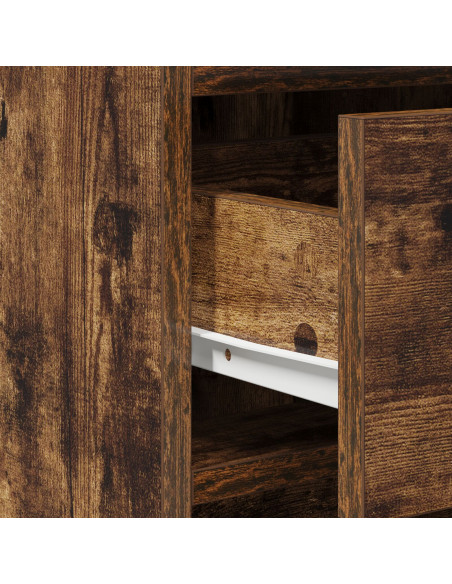 Set da Toeletta 2 Pezzi con LED in Rovere Affumicato in Legno Ingegnerizzato