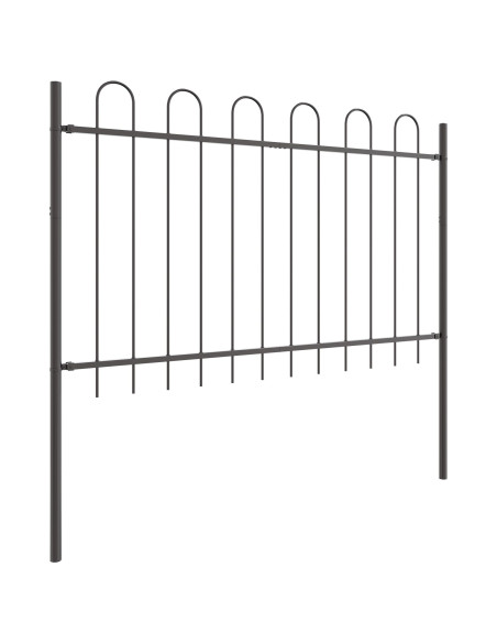 Recinzione da Giardino  con Parte Superiore a Cestello, Grigia, 15.3x0.8 m, Acciaio