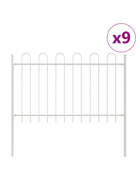 Recinzione da Giardino vitaXL con Parte Superiore a Cerchio Bianca 15,3x0,8 m in Acciaio
