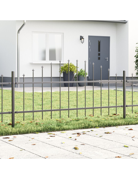Recinzione da Giardino  con Parte Superiore a Cupola Grigia 5,1x0,75 m in Acciaio