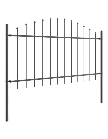 Recinzione da Giardino  Grigia con Punta a Arco 5,1x1 m in Acciaio