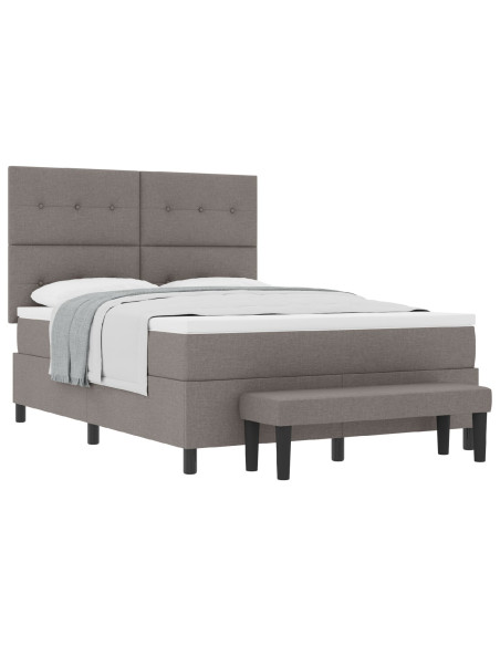 Letto con Box Spring e Materasso Taupe 160x200 cm Tessuto
