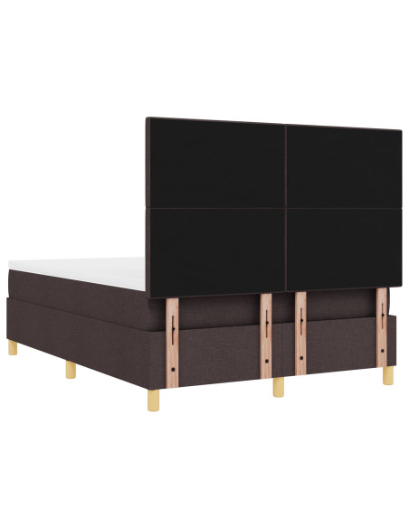 Letto a Box Spring con Materasso  Marrone Scuro 160x200 cm Tessuto