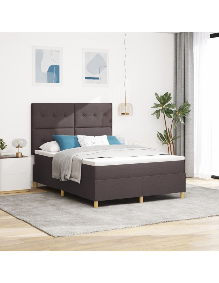 Letto a Box Spring con Materasso  Marrone Scuro 160x200 cm Tessuto