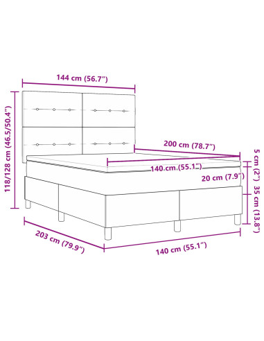 Letto a molle con materasso Blu 140 x 200 cm Tessuto