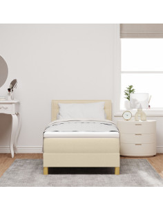 Letto a molle con materasso Crema 90 x 200 cm Tessuto 2