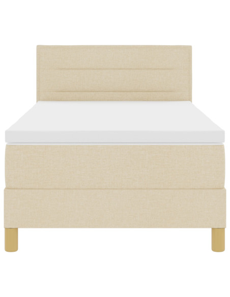 Letto a Molle in Box con Materasso Panna 90x200 cm Tessuto