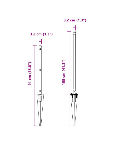 Pali per recinzione  con picchetto 7 pcs Ø32 mm 60 cm in acciaio zincato