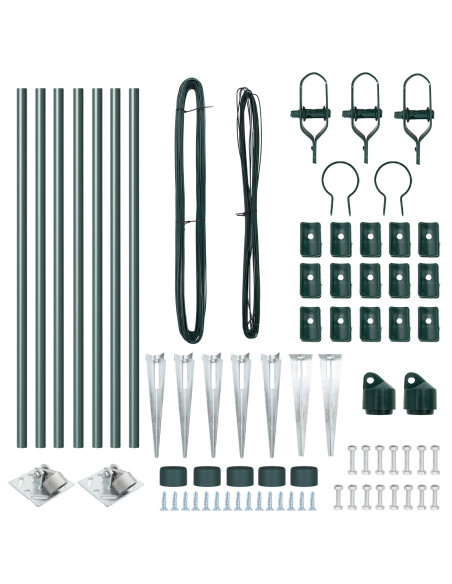 Palo della recinzione 7 pcs Verde Acciaio