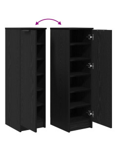 Mobile per scarpe con porta Rovere Nero 29,5 x 35 x 101 cm