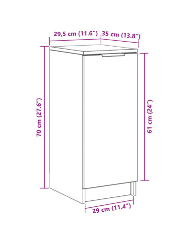 Mobile per scarpe con lo scaffale Rovere Nero 29,5 x 35 x 70 cm