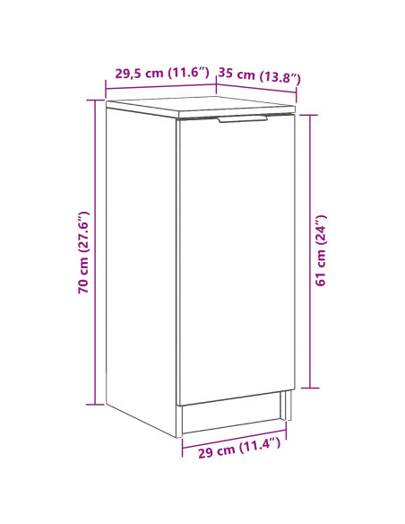 Armadio per scarpe  Nero Rovere 30x35x70 cm in legno ingegnerizzato