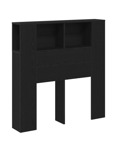 Testiera per letto Armadietto Nero Rovere 100x19x104,5 cm Realizzato in Legno Ingegnerizzato