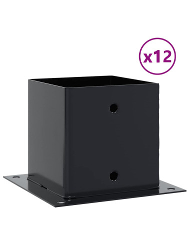 Basi Pali Quadrati 12 pz 141x141 mm Acciaio Verniciato Polvere