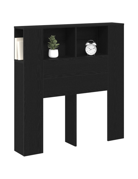 Testata del letto con lo scaffale Rovere Nero Legno multistrato