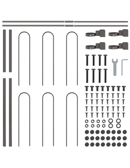 Recinzione da Giardino  con Parte Superiore a Cerchio Grigio 15.3x1 m Acciaio