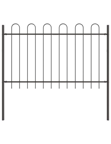 Recinzione da Giardino  con Parte Superiore a Cerchio Grigio 15.3x1 m Acciaio
