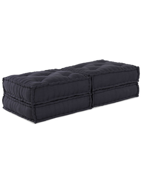 Pouf modulari : set di 2 pezzi in tessuto antracite