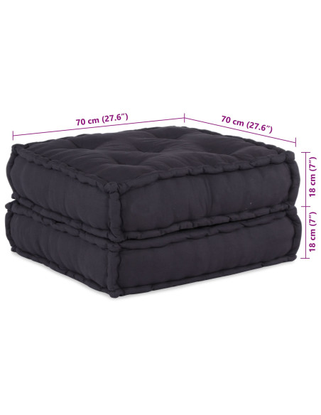 Pouf modulari : set di 2 pezzi in tessuto antracite