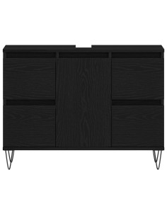 Armadio per Lavabo da Bagno Rovere Nero 80 x 33 x 60 cm 2