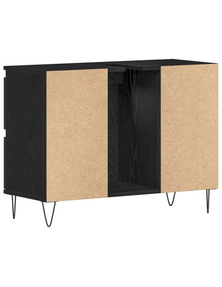 Mobile lavabo da bagno  Nero Rovere 80x33x60 cm Legno ingegnerizzato