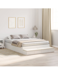 Struttura letto con contenitore Bianco 140 cm Legno multistrato 2